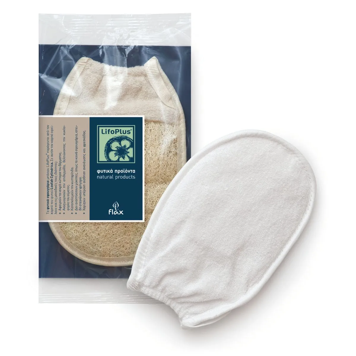 Mythos Lifoplus Classic luffa douchehandschoen katoen