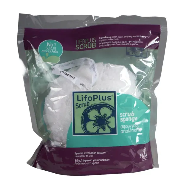 Lifoplus Scrub exfoliërende spons wit herbruikbaar