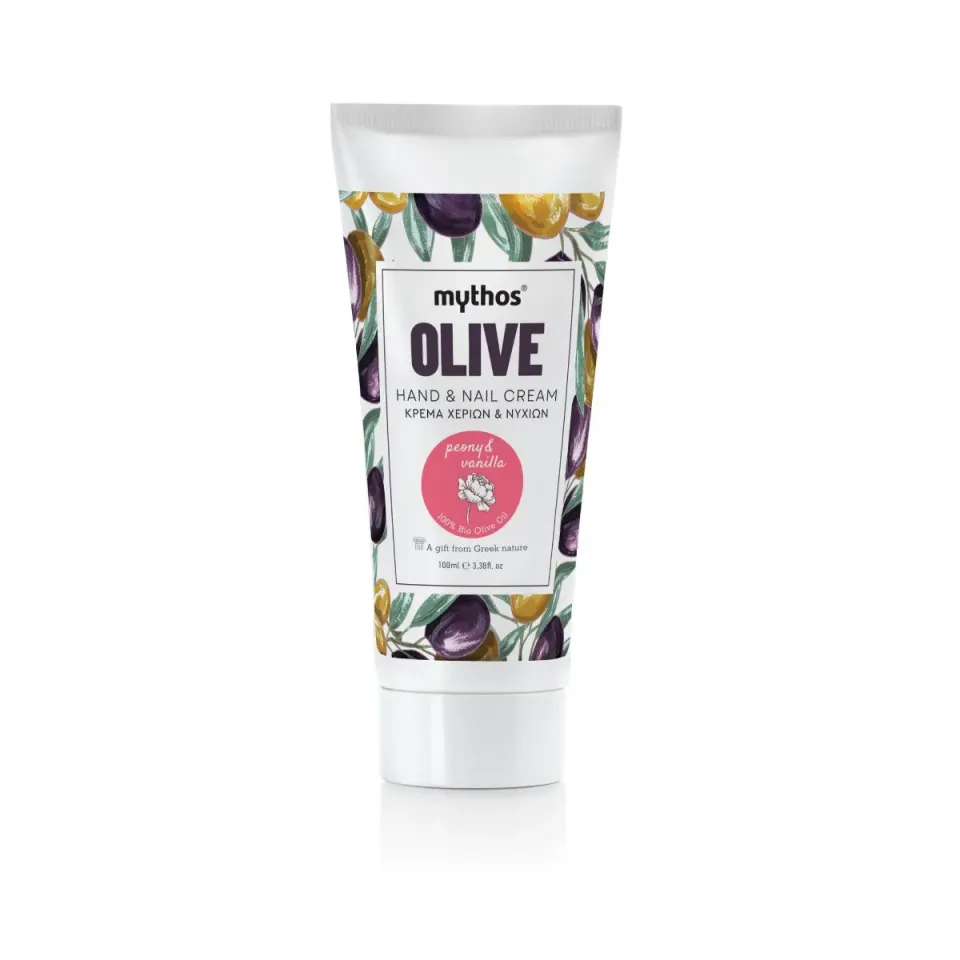 Mythos Olive handcrème vanille pioenroos 100ml olijfolie