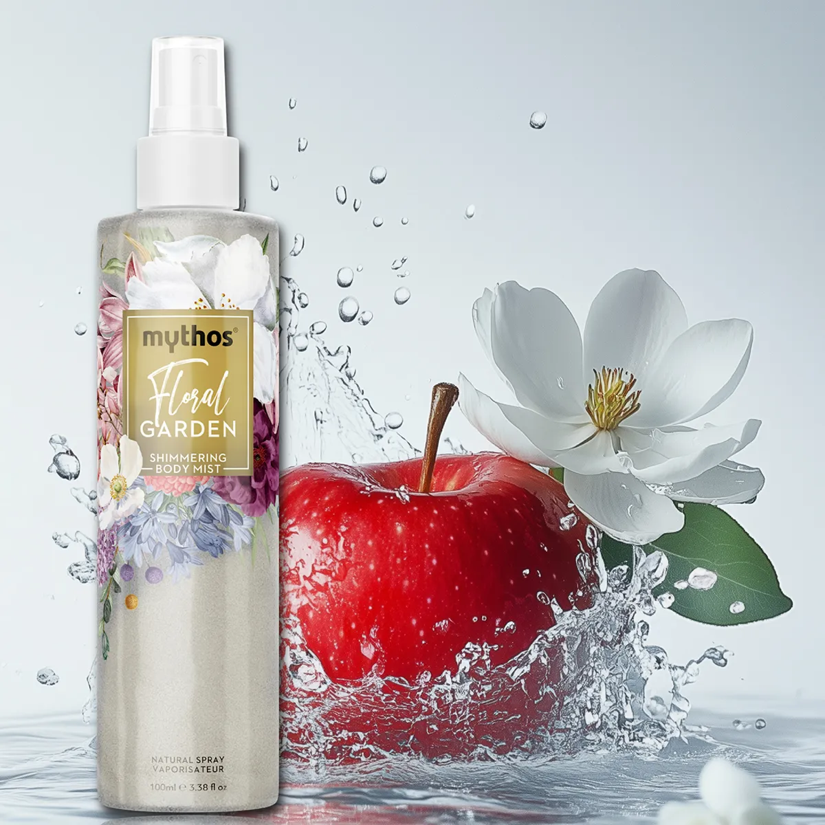 Mythos Shimmering Body Mist Floral Garden 100ml bloemengeur