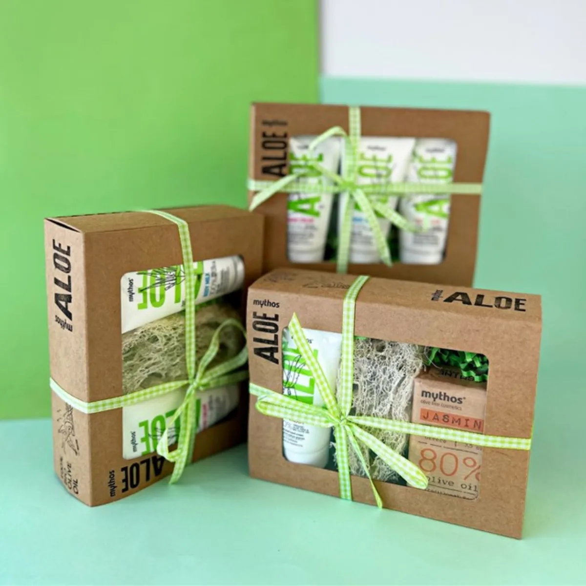 Mythos Aloe cadeauset voetcrème jasmijnzeep loofah