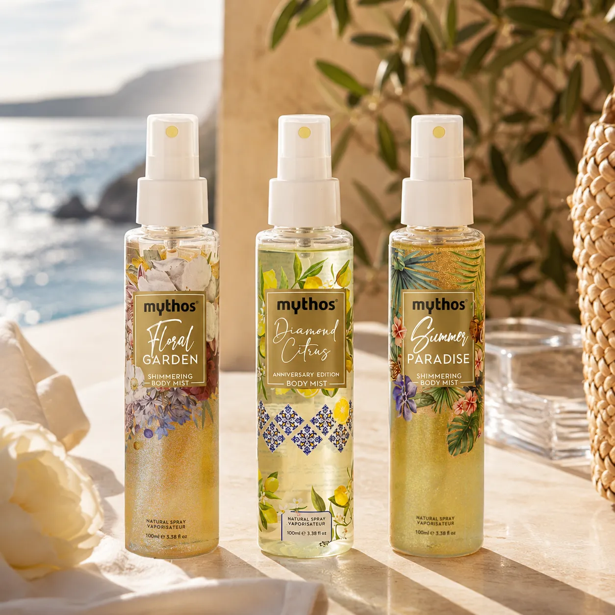 Mythos Shimmering Body Mist Floral Garden 100ml bloemengeur