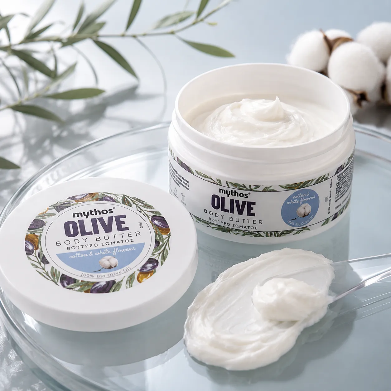 Mythos Olive bodybutter 200ml katoen witte bloemen