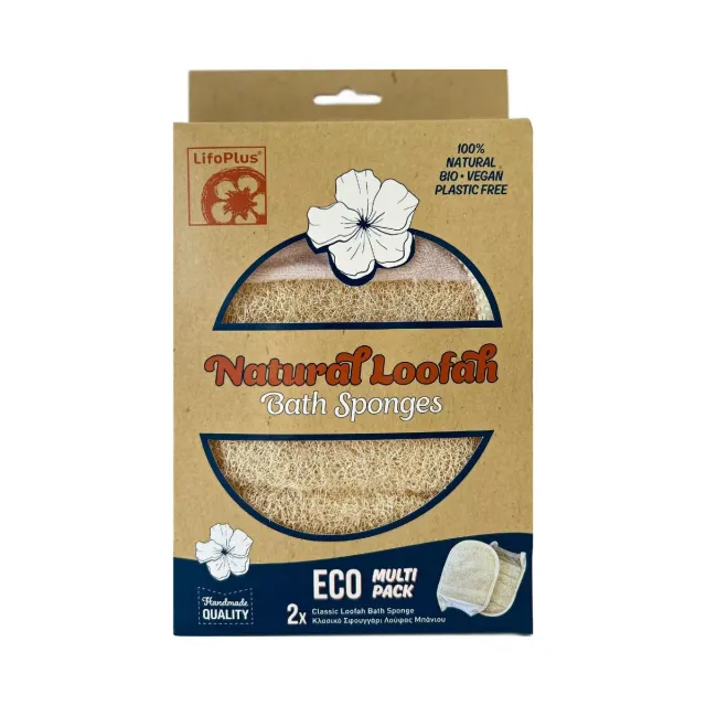 LifoPlus Eco Classic badspons luffa 2 stuks natuurlijk