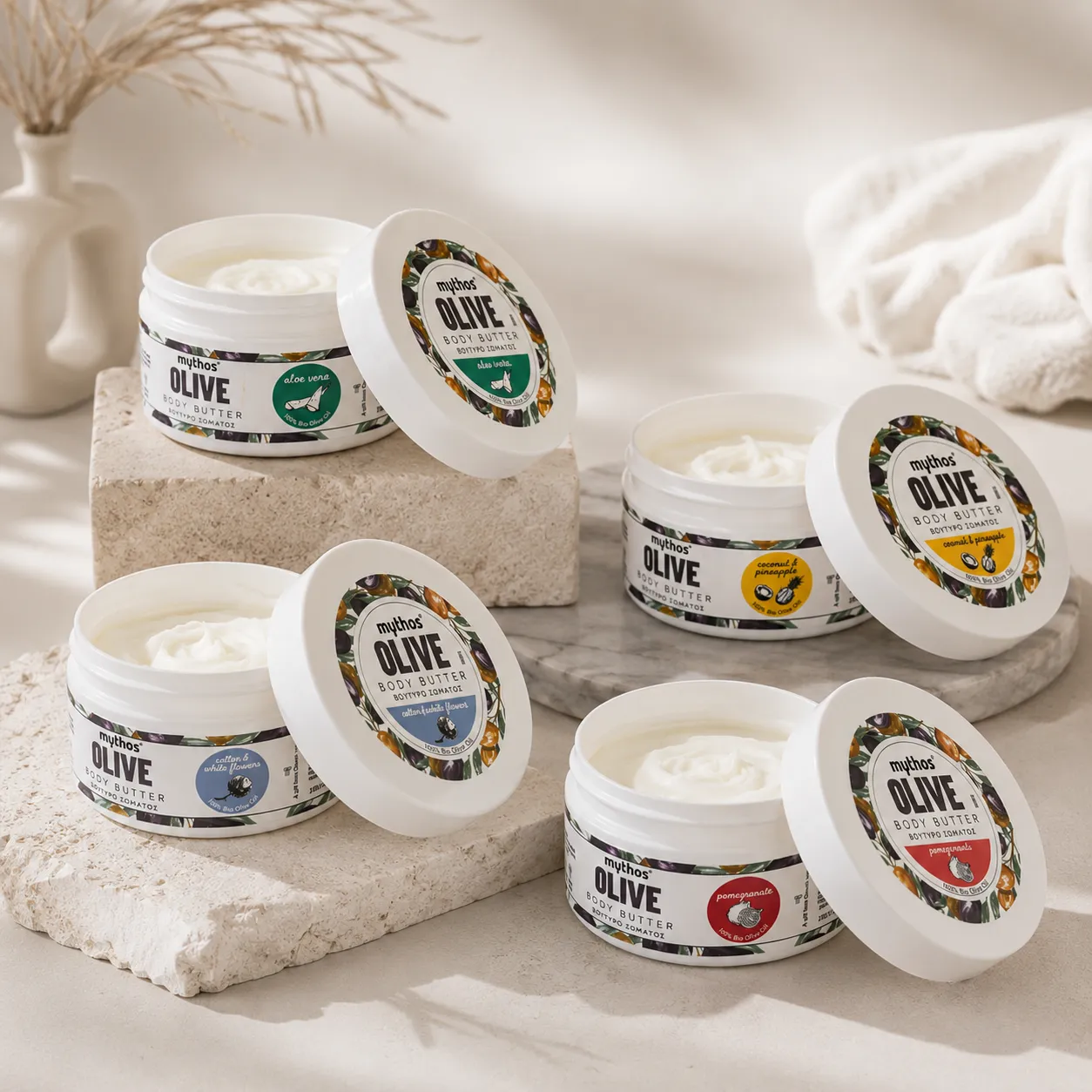 Mythos Olive bodybutter 200ml katoen witte bloemen