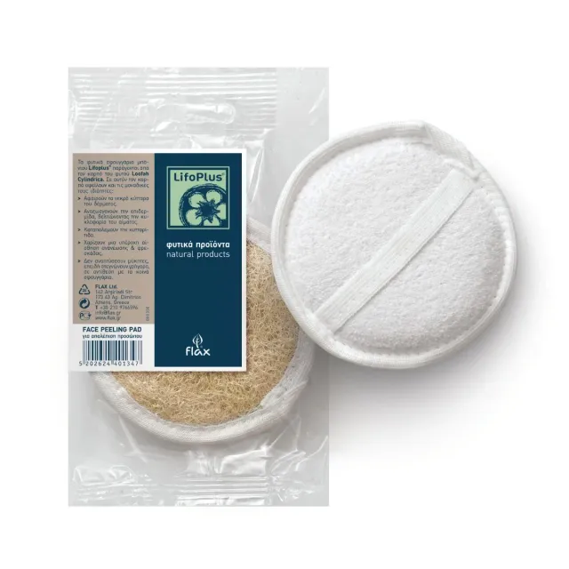 Lifoplus Bath gezichtsspons luffa rond met katoen