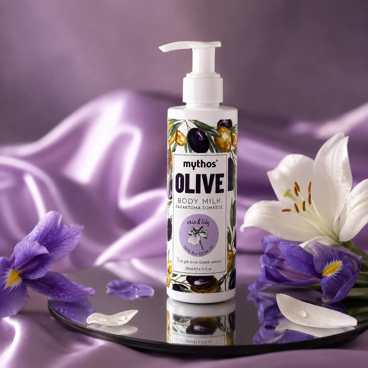 Mythos Olive Bodymelk Iris Lelie 200ml met olijfolie